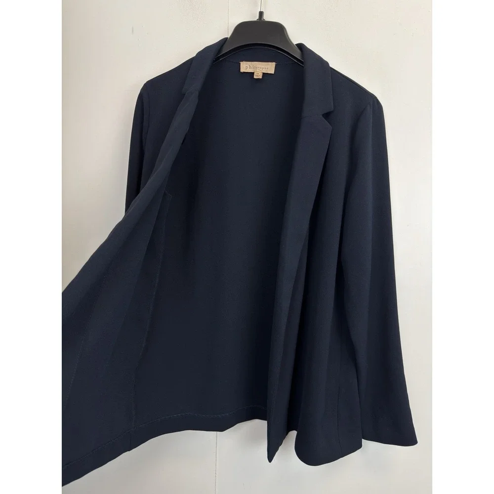 Philosophy Republic Clothing Women's Blazer Sz 10 Navy Blue Workwear Long Sleeve